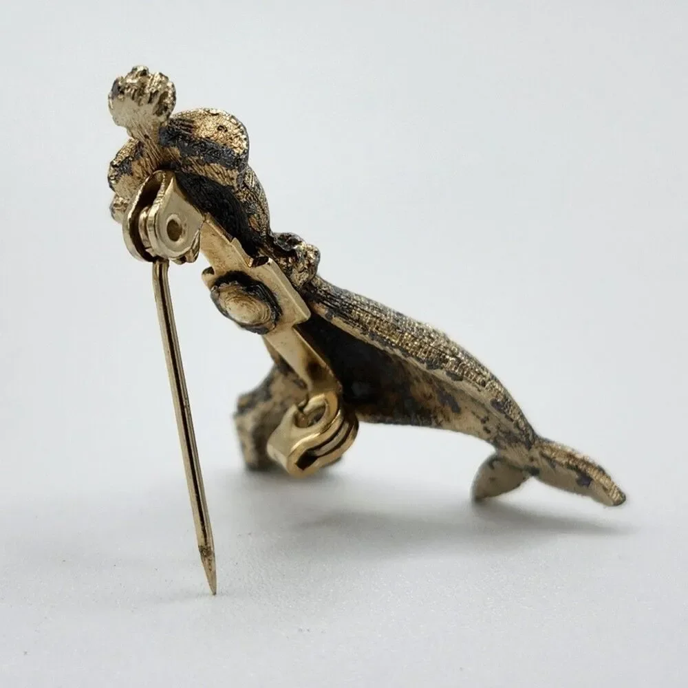 Goldtone Sea Lion Brooch